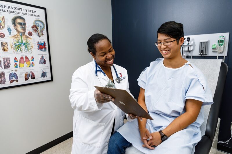 nurse counselling a patient